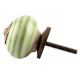 Pea Green Striped Ceramic Cabinet Knob